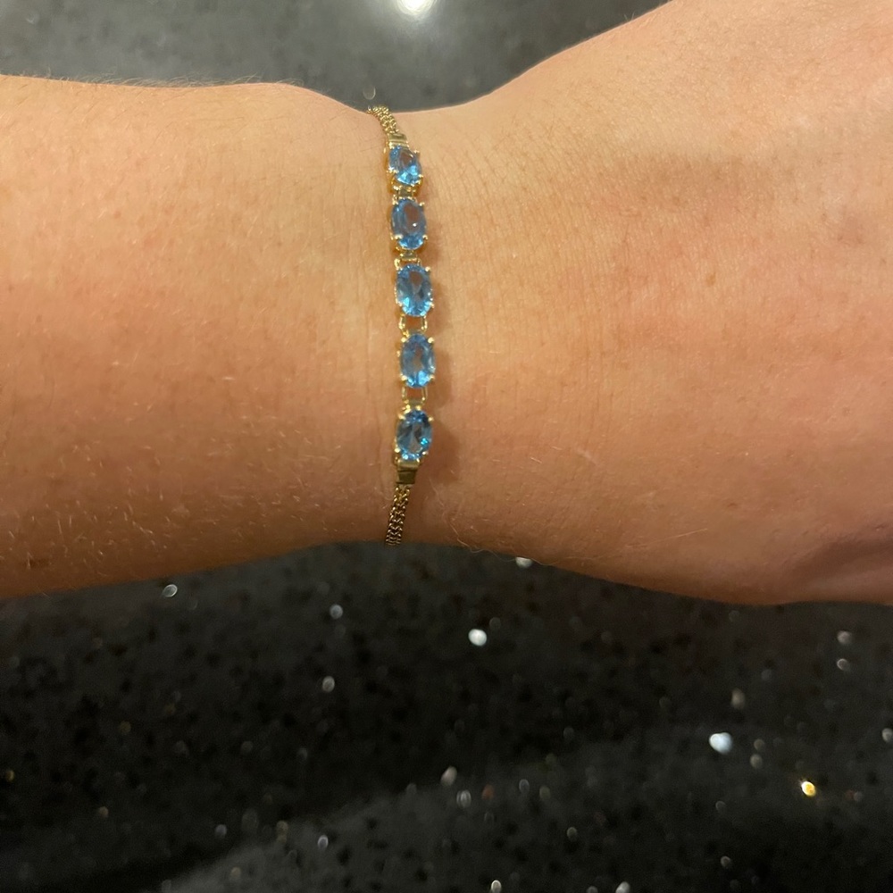 14K Yellow Gold Blue Topaz Bracelet
